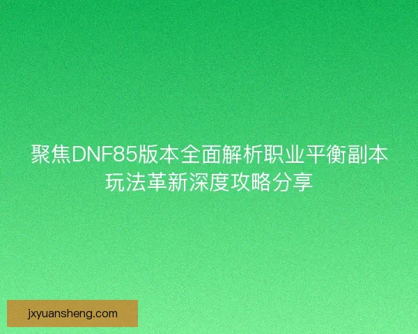 聚焦DNF85版本全面解析职业平衡副本玩法革新深度攻略分享