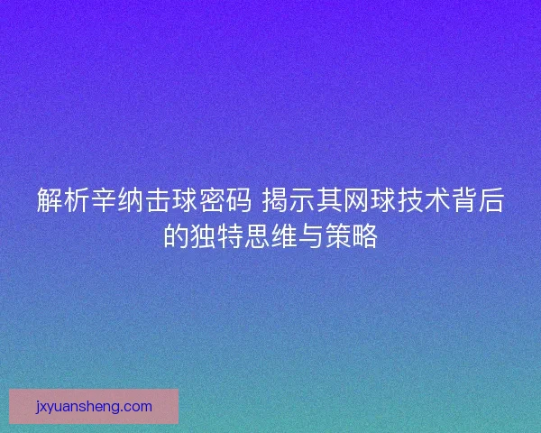 解析辛纳击球密码 揭示其网球技术背后的独特思维与策略