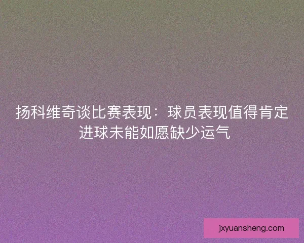 扬科维奇谈比赛表现：球员表现值得肯定 进球未能如愿缺少运气
